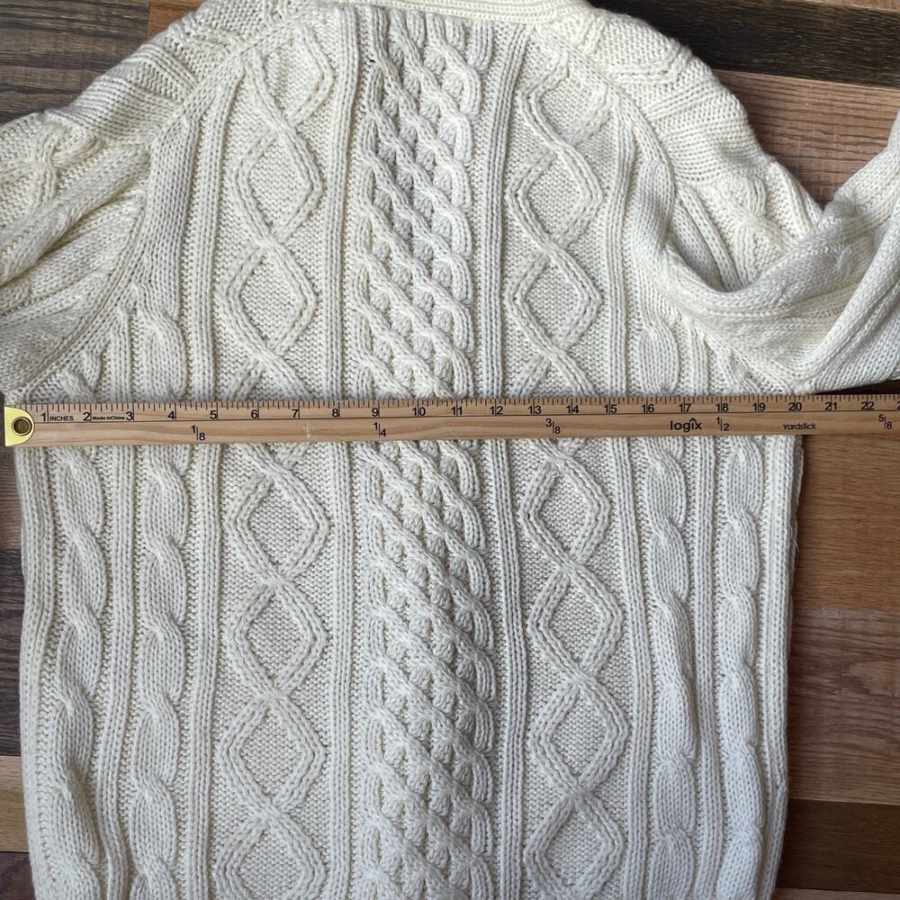 Goldwaters Vintage 80s 90s NWT Cable Knit Shawl Cardigan Sweater Ivory M - Picture 6 of 6